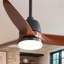 Ventilateur de plafond à 3 pales en bois massif 56 po avec télécommande et ensemble d'éclairage à DEL Kemp-686863252