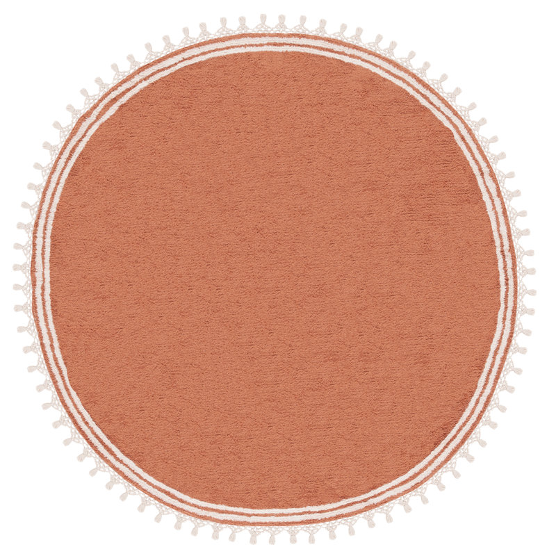 Huguley Easy Care 201 Area Rug In Rust / Ivory, Round 6'