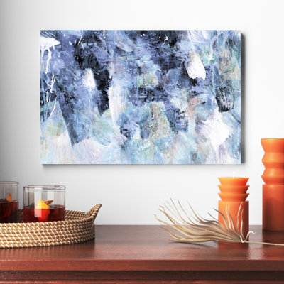 "Marine sapphire", coups de pinceau mélangés - peinture sur toile tendue