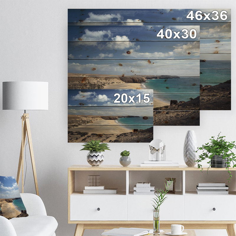 « brillante mer shore avec blue eaux »-impression, H 30 po x l 40 po x P 1,5 po, Bois