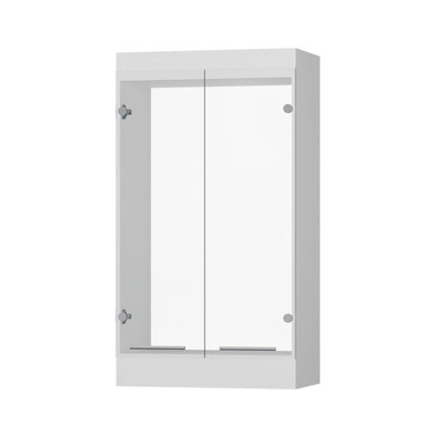Penderie double 25,5 po avec portes en verre transparent Honywell, système de rangement mural modulaire, unité de rangement pour vêtements pour chambre à coucher ou garde-robe, blanc