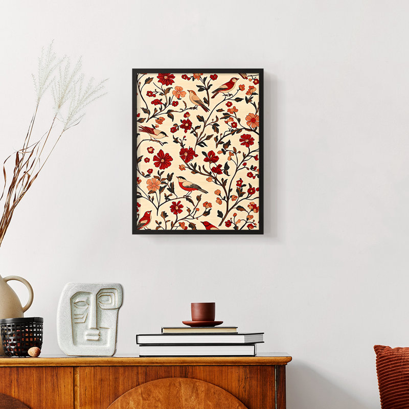 WM MORRIS Series CCCLIII  -Premium Framed Print -Ready to Hang - No Nails Required, Black, 11" H x 9" W