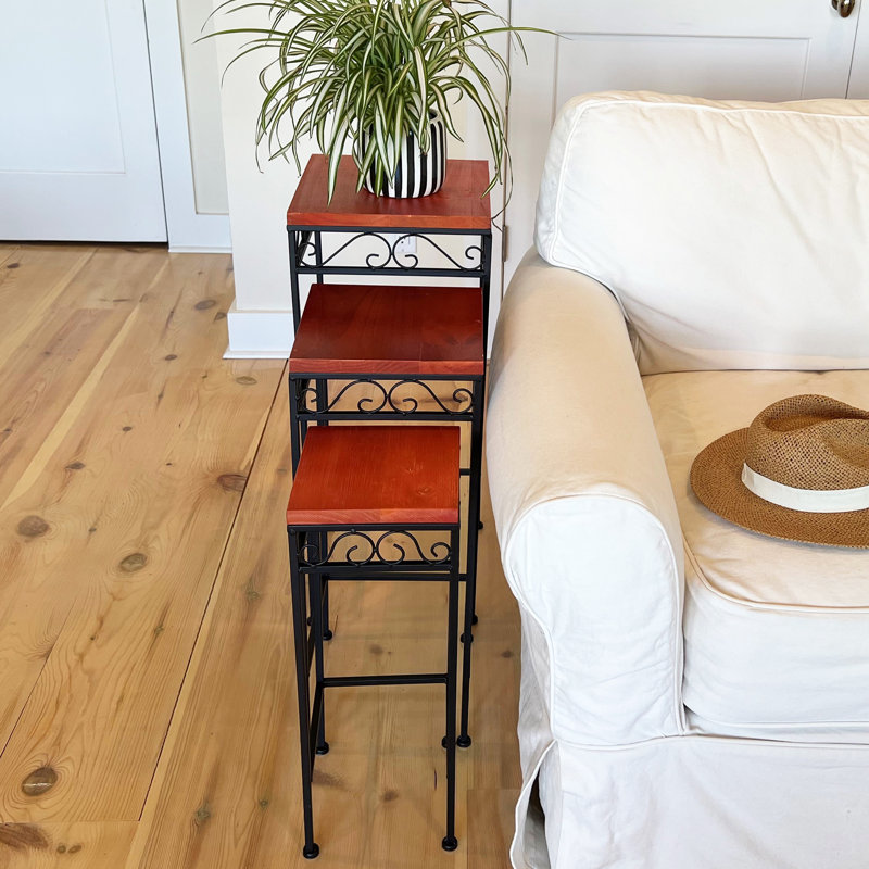 3 Piece Wood Top Nesting Table Set