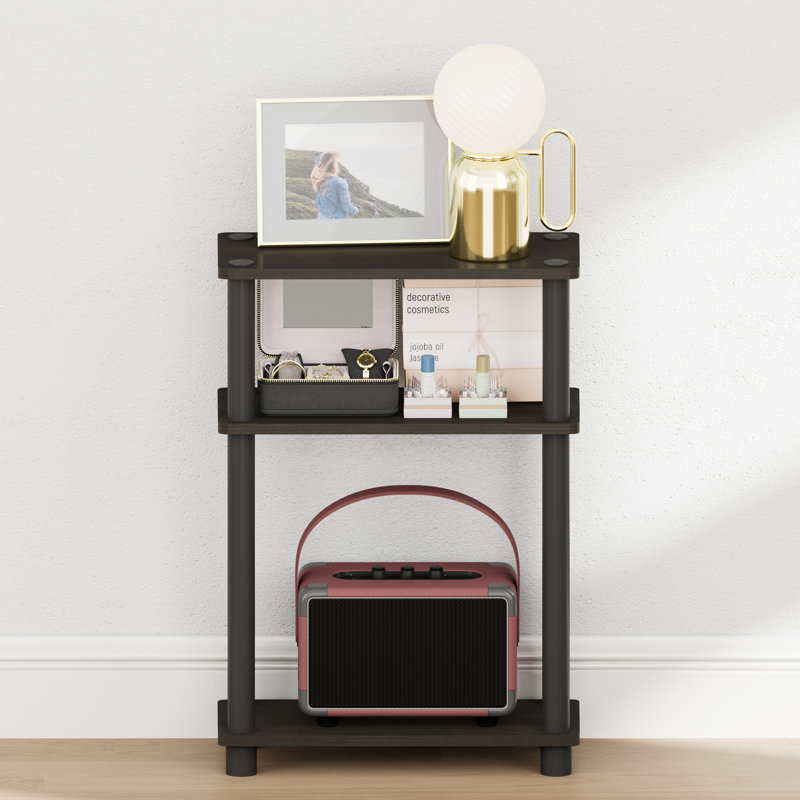 Furinno TURN-N-TUBE Narrow Night Stand, 3-Tier Rectangular Nightstand with Storage Shelf, Slim Toolless Bedside Table, End Table, Side Table, for Bedroom, Closet, Living Room, White
