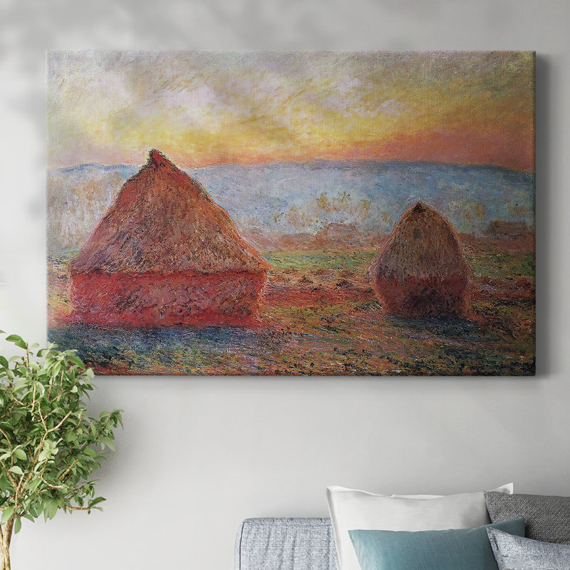 Grainstacks at Giverny, Sunset, 1889, toile tendue avec châssis, H 12 po x l 18 po