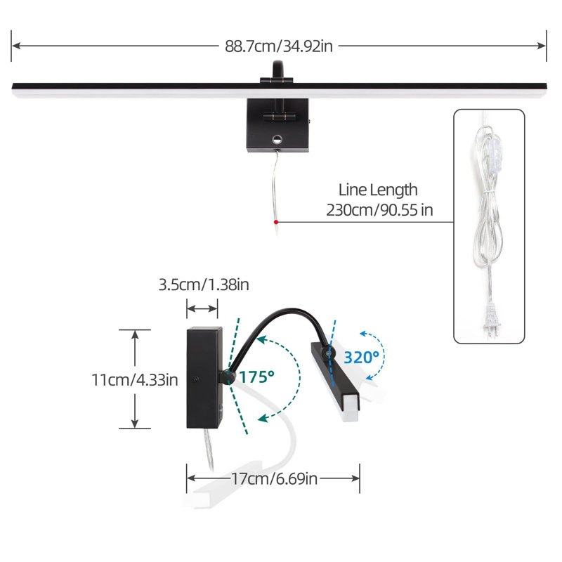 35"MantoLite 1-Light Dimmable LED 16W bathroom vanity lighting