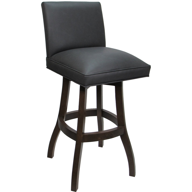 Tabouret de bar pivotant en bois sur base en S, Beige, Noyer foncé, Counter Stool (26" Seat Height)