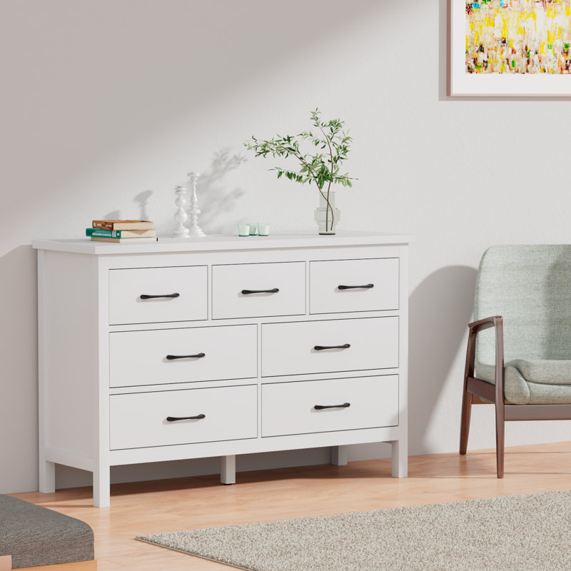 Commode 7 tiroirs Nayomee, Blanc