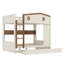 Lit superposé double au-dessus de double avec lit gigogne et tablettes de rangement, lits superposés en bois massif avec crochets, aucun sommier nécessaire et naturel