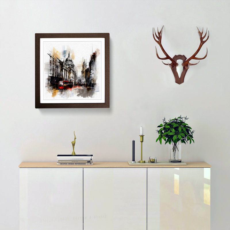 City Of London Gestural No.4 - Framed Print, Walnut