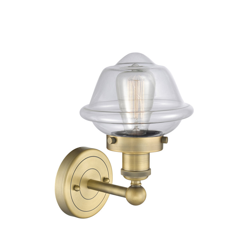 Wimer Armed Sconce, Clear, Brushed Brass