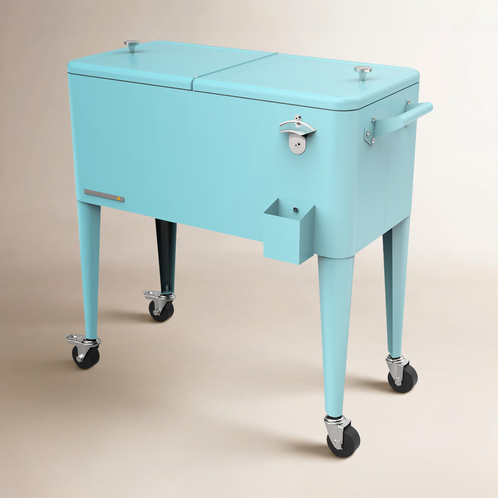 Permasteel Rolling Cooler, Without Divider, Turquoise