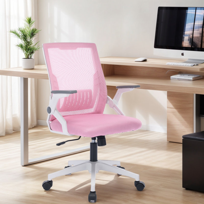 Chaise de bureau ergonomique Bleona, Rose, Blanc