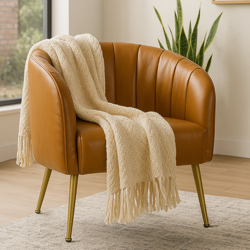 Fauteuil Gjylnaze, Similicuir cappuccino