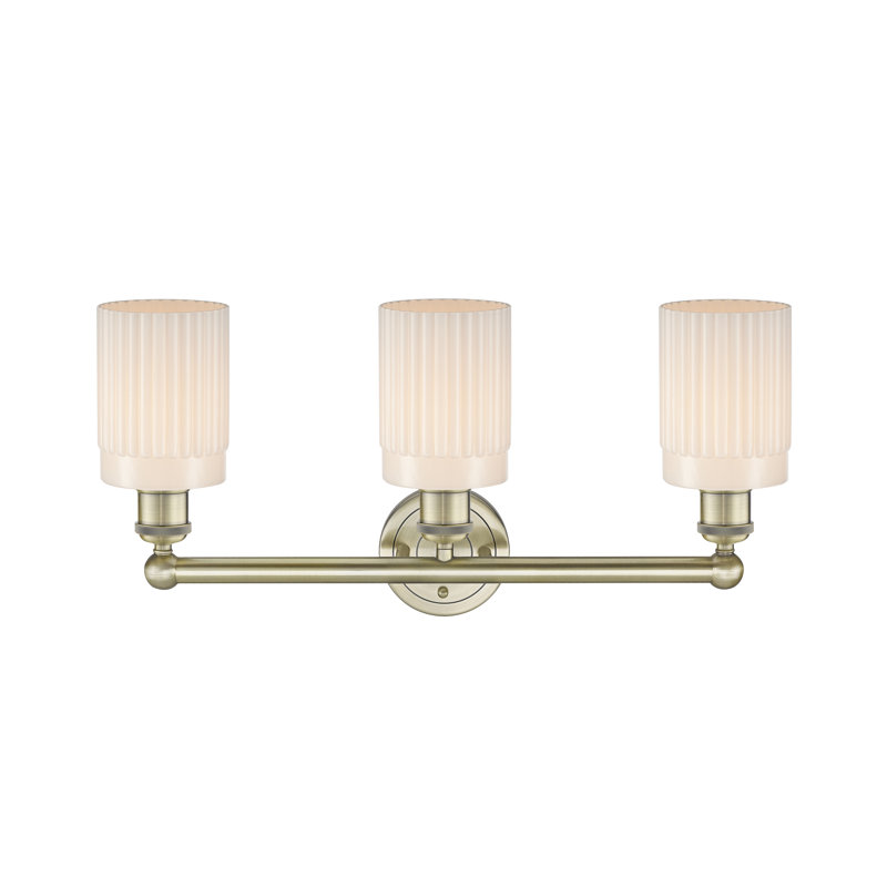 Kamena 3 - Light Dimmable Vanity Light, Matte White, Antique Brass