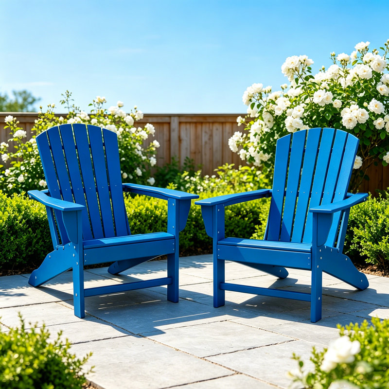 Hdpe Outdoor Adirondack Chair (set Of 4 ), Blue