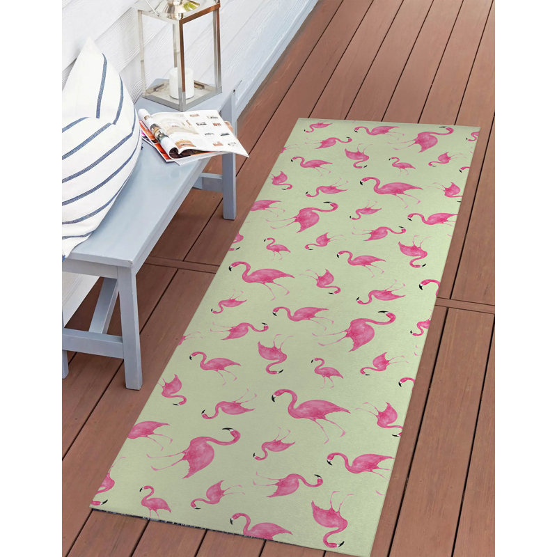 Tapis d'extérieur Summer Flamingo, Tapis de couloir 2 pi 6 po x 8 pi