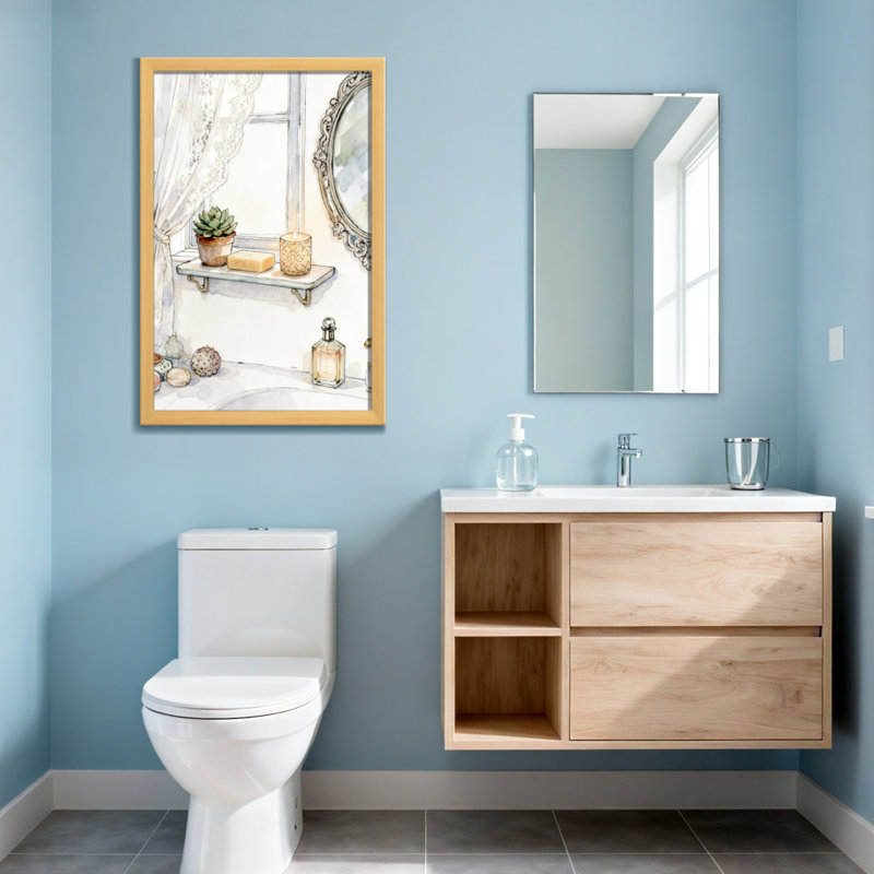 Appui de fenêtre de salle de bain et de buanderie avec bougie et miroir pour plantes, H 30 po x l 20 po, Toile tendue