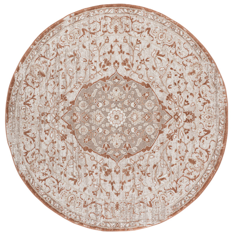 Chamber Power Loom Performance Oriental Indoor Rug, 6'-7" x 6'-7" Round