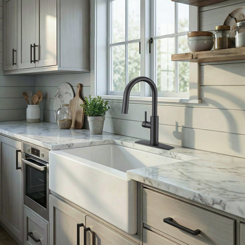 Kitchen Faucet With Pull Down Sprayer, Matte Black, Without Soap Dispenser
