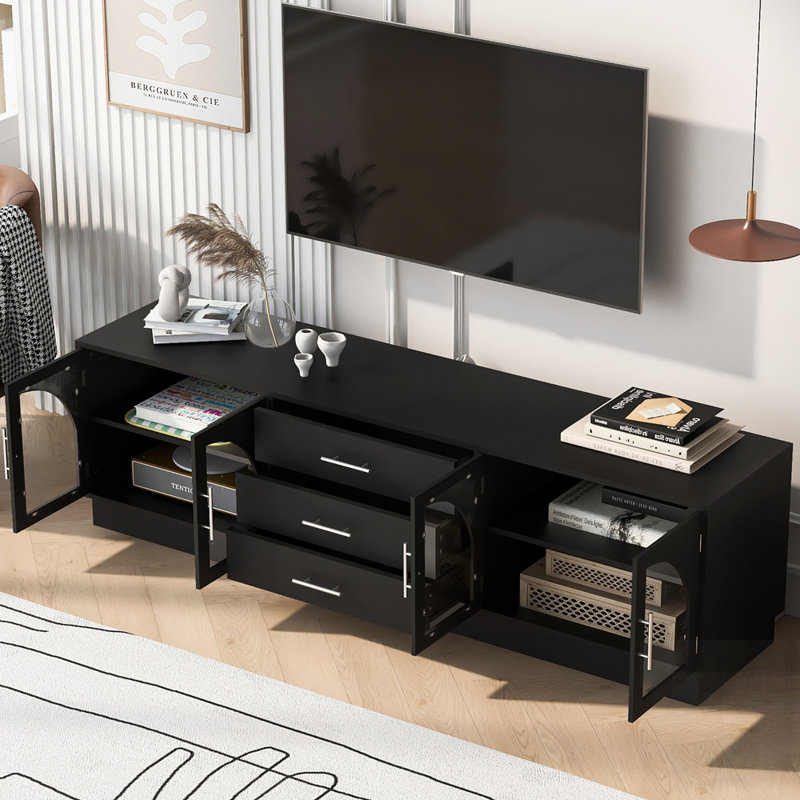 Meuble télé moderne et minimaliste, console multimédia avec tablettes réglables pour un salon élégant