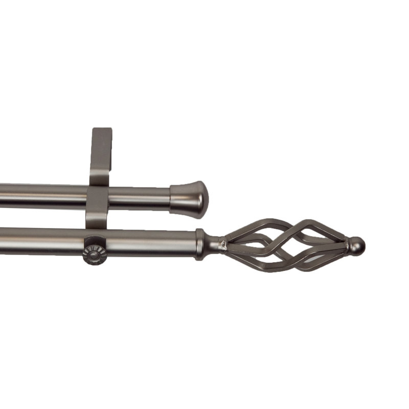 Tringle à rideaux double Baltz, De 28 po à 48 po de largeur, Nickel satiné