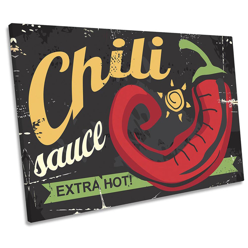 Chilli Sauce Retro Kitchen - Wrapped Canvas Print, 40.6cm H x 61cm W