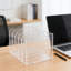 Organisateur de bureau en acrylique transparent avec 5 compartiments verticaux, un classeur polyvalent et un porte-revues pour le bureau, la maison ou l'école, solution de rangement de documents peu encombrante