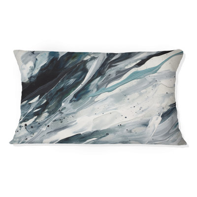 Bliss Of Happiness Abstract In Retro Blue III - Coussin décoratif avec peinture abstraite