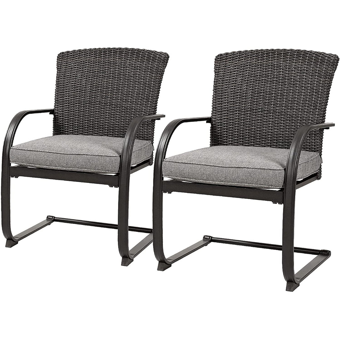 Grand Patio Outdoor Patio Seating Conversation Set Spring Motion Wicker Dining Chairs Set Of 2 (Set of 2) Grand Patio Cushion 