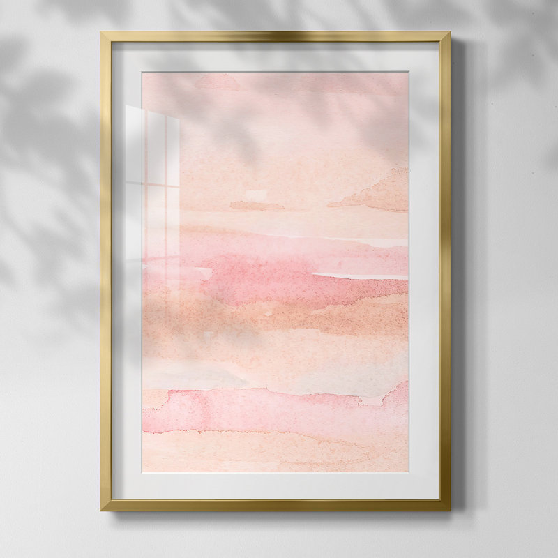 Rose Fade II, peinture sur papier encadrée, Or
