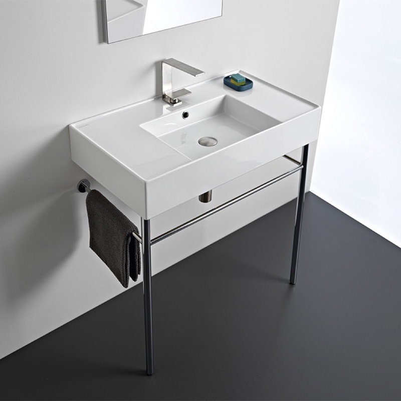 Scarabeo By Nameeks 17.4'' White Ceramic Rectangular Bathroom Sink with Overflow, One Hole