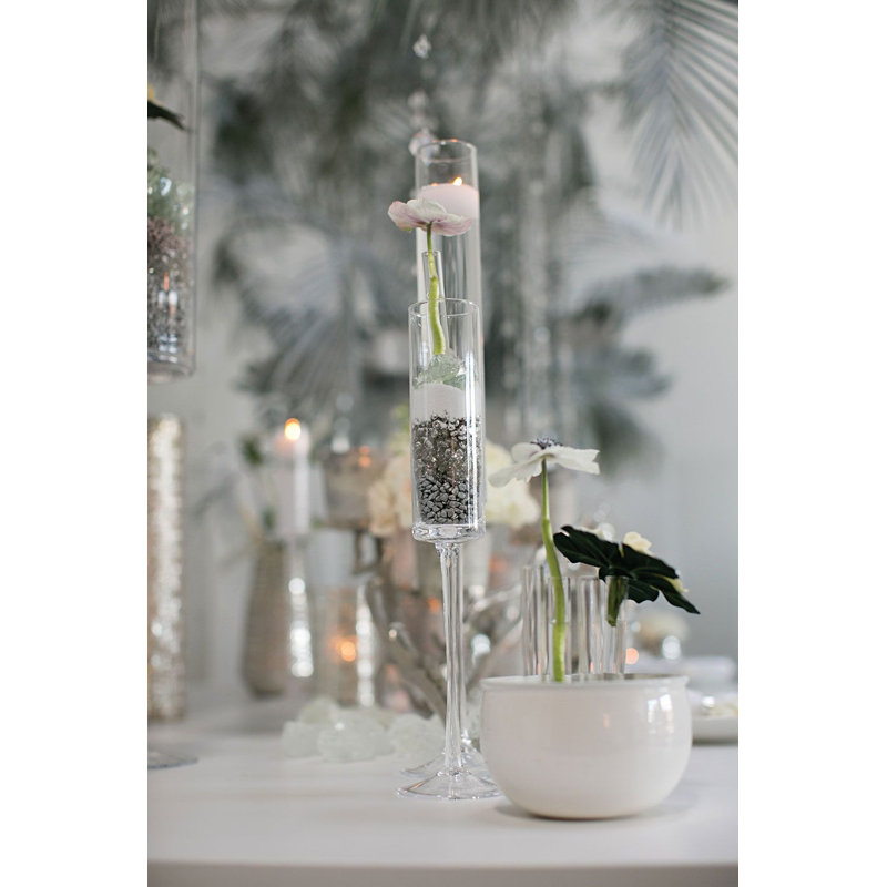 Glass Tabletop Tealight Holder, 16" H x 2" W x 2" D