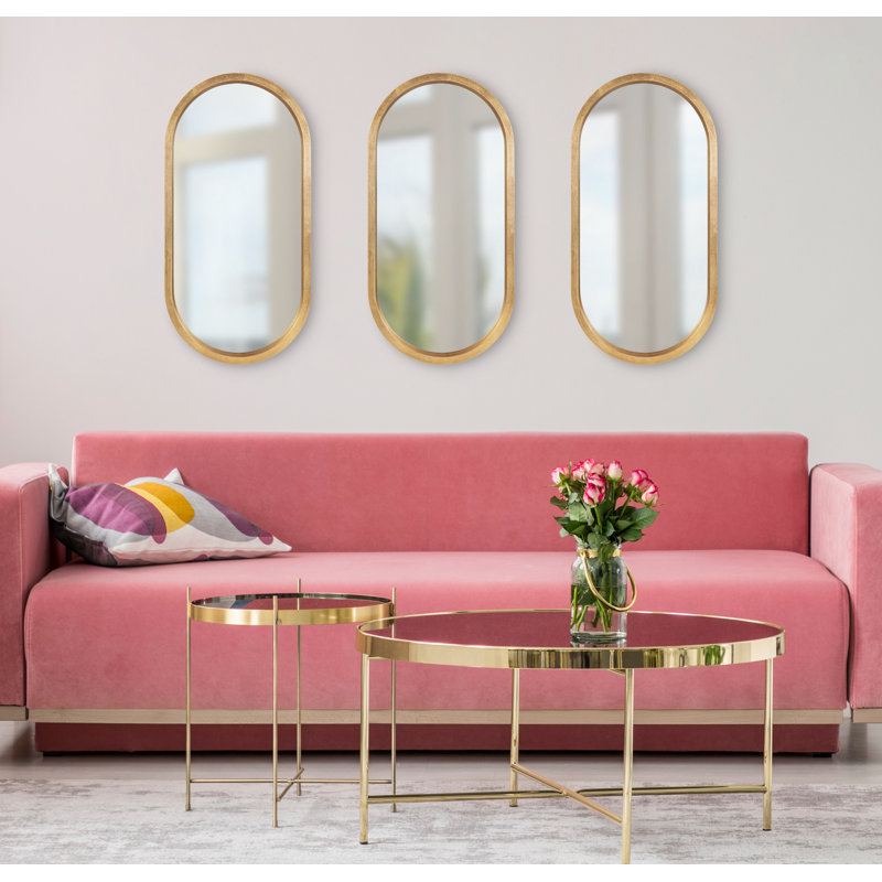 Arranjeet Engineered Wood Flat Mirror, 24" x 12", Gold
