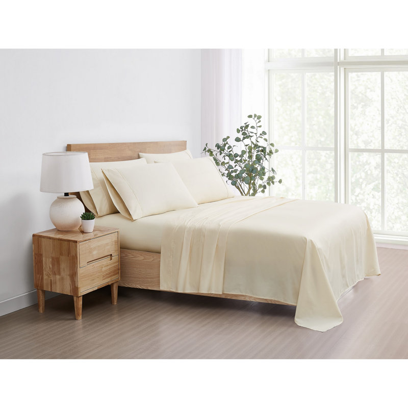 5th Avenue Lux 1200TC CVC Cooling Sheet Set, Cream, Split King Sheet Set with 4 Pillowcases