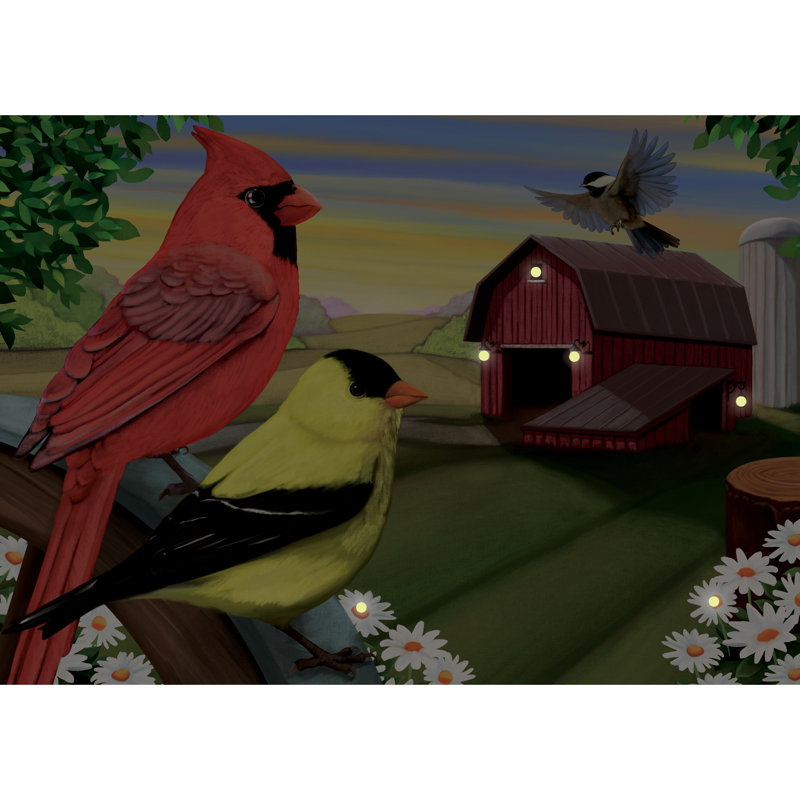 Enseigne à del oiseaux et grange