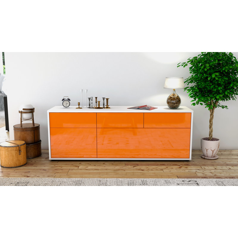 Yamada TV Stand, High-gloss Orange / Matte White
