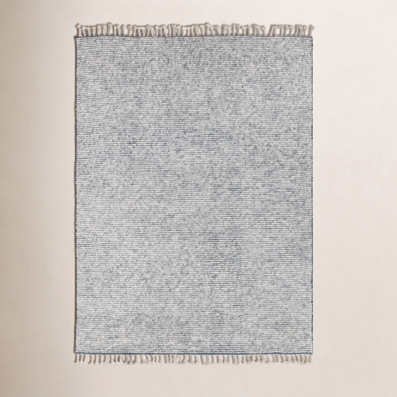 Swifton Gray Hand-Knotted Striped Wool Rug, Rectangle 8' x 11'