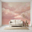 Papier peint rose avec nuages décoratifs pastel Sky Sunset Haze