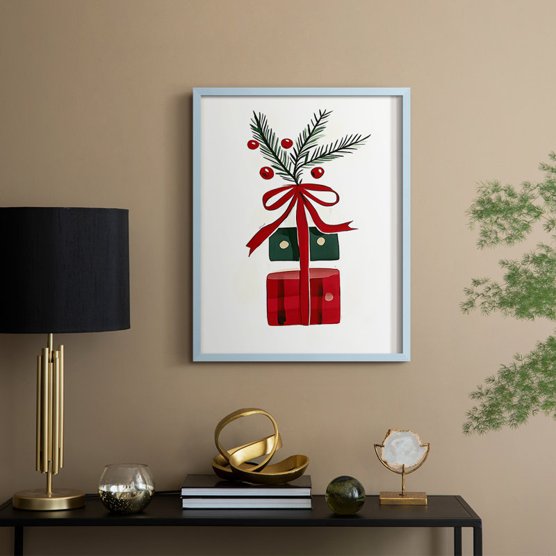 «Christmas Holiday Art» DCCCLXV, reproduction d'art encadrée - bois massif, Bleu, H 30 po x l 24 po