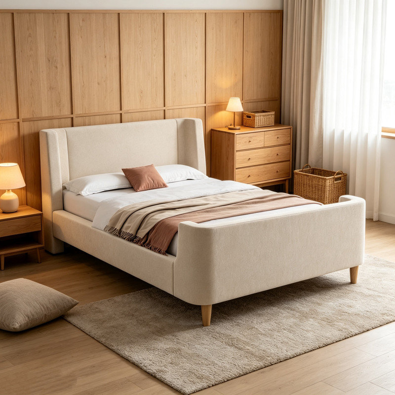 Bed, Beige