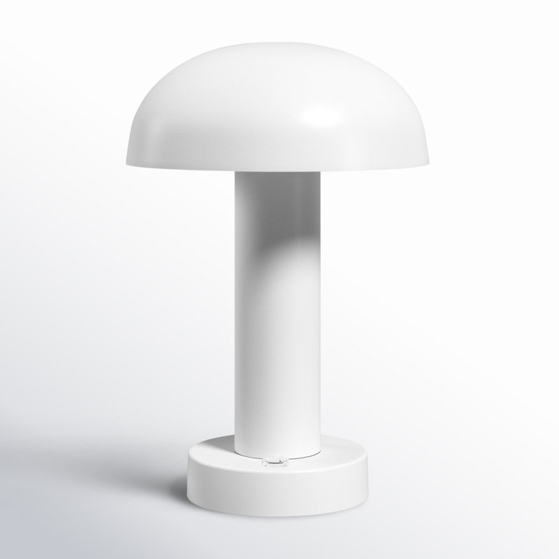 White Metal Dome Shade Plug-In Table Lamp