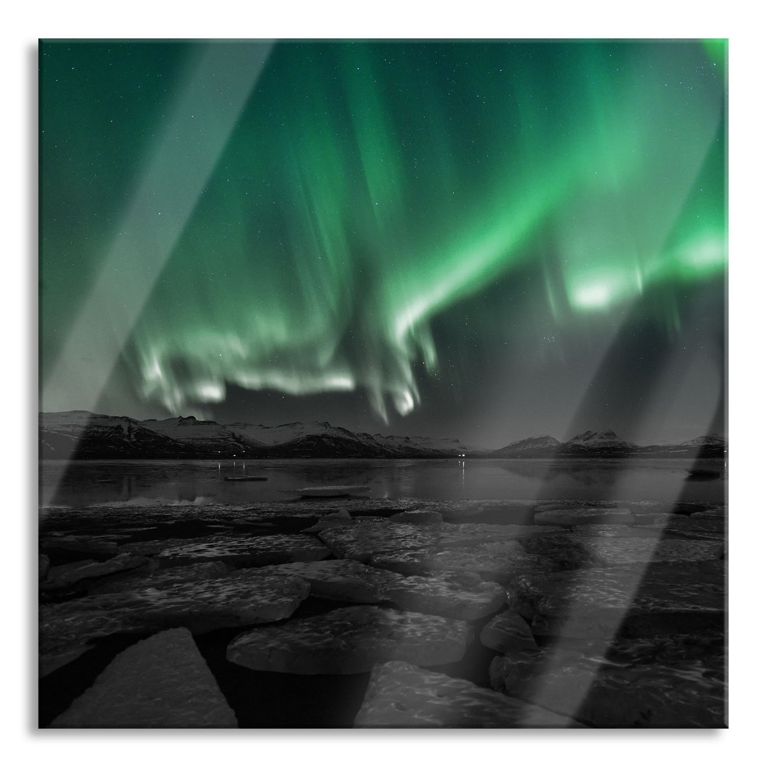 Ungerahmter Grafikdruck auf Glas "Northern Lights in the Sky"