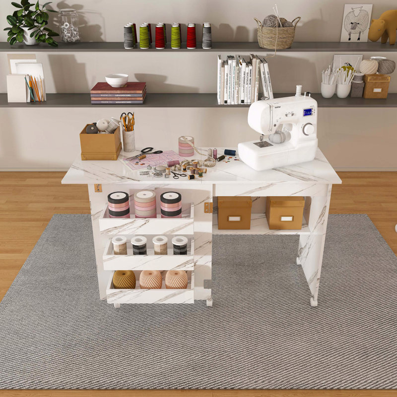 Table de couture pliante 4-en-1 avec roues verrouillables - Poste de travail multifonctionnel