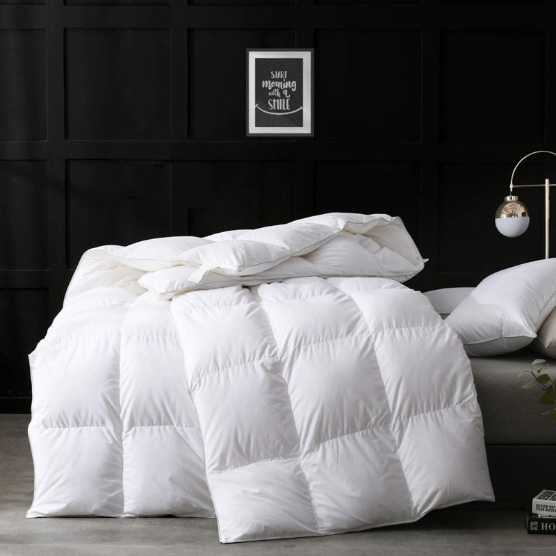 All Season Down & Feather Blend Comforter Baffle Box Quilted with Corner Tabs, 650 FP , King