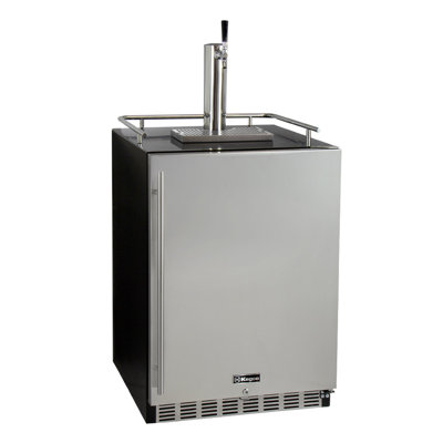 Kegco 24" Wide Single Tap Stainless Steel Built-In Digital Left Hinge Kegerator with Kit