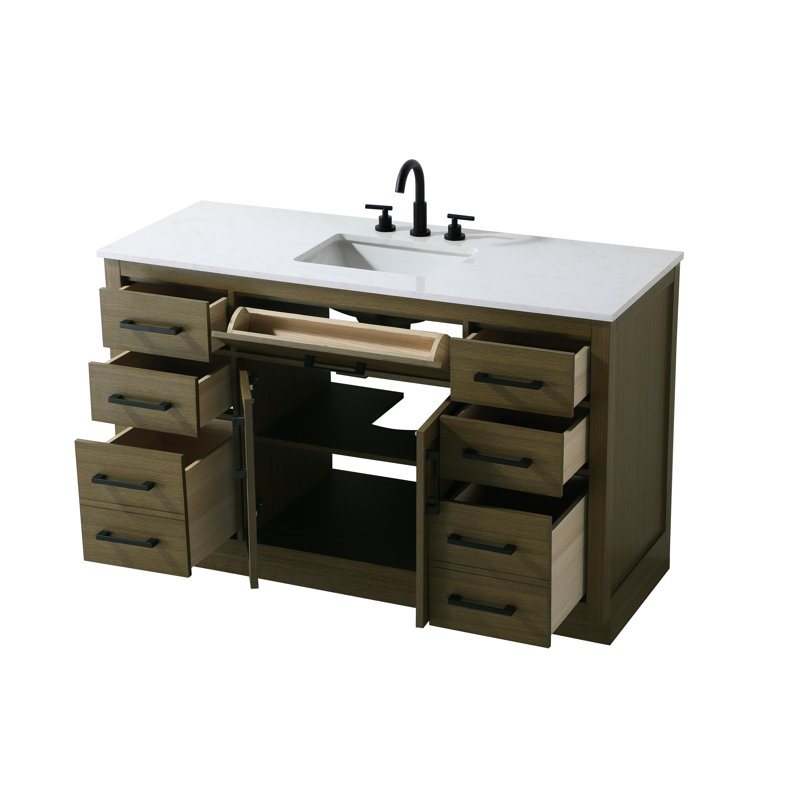 Meuble-lavabo simple 54 po Ahner, Châtaignier brun