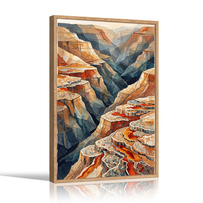 «Orange and Blue Canyon Layers in Mosaic Style», art mural sur toile