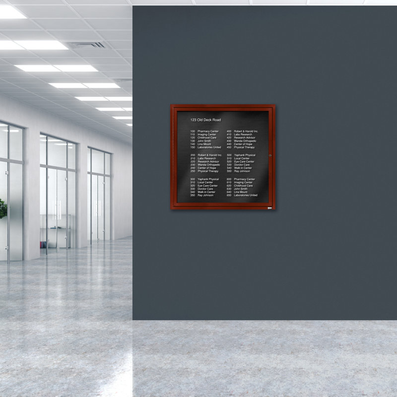 Panneau de lettres mural fermé en aluminium, Bois de cerisier, Un, H 36 po x l 36 po