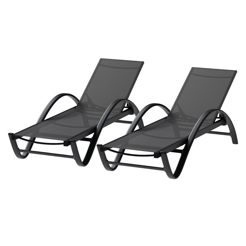 Chaise longue inclinable en aluminium l 24 po avec accoudoirs Rannon, Gris foncé